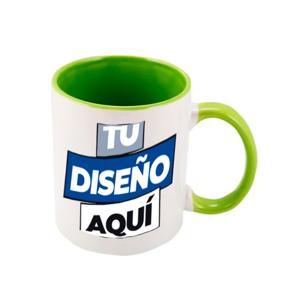 Taza personalización asa e interior colores / tu diseño, tu historia, tu recuerdo verde