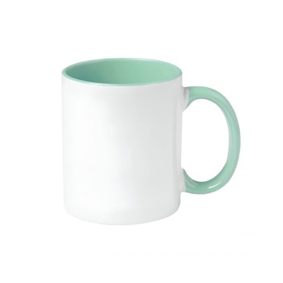 Taza personalización asa e interior colores / tu diseño, tu historia, tu recuerdo verde agua