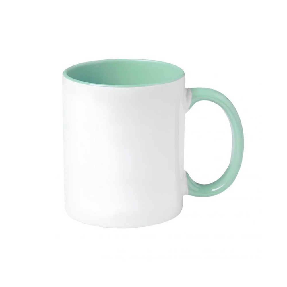 Taza personalización asa e interior colores / tu diseño, tu historia, tu recuerdo verde agua