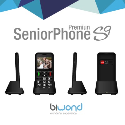 TELÉFONO BIWOND S9 DUAL SIM SENIORPHONE NEGRO + ESTACIÓN CARGA