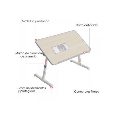 Mesa plegable ordenador portátil / ventilador USB / 5 niveles altura con ordenador