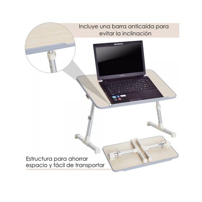Mesa plegable ordenador portátil / ventilador USB / 5 niveles altura con ordenador