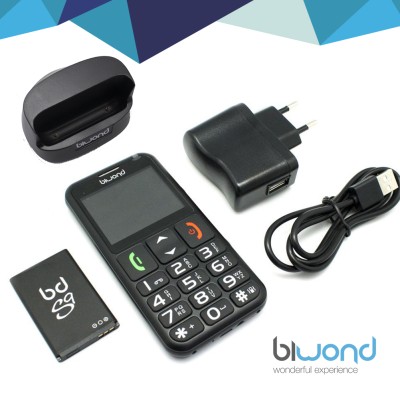 TELÉFONO BIWOND S9 DUAL SIM SENIORPHONE NEGRO + ESTACIÓN CARGA