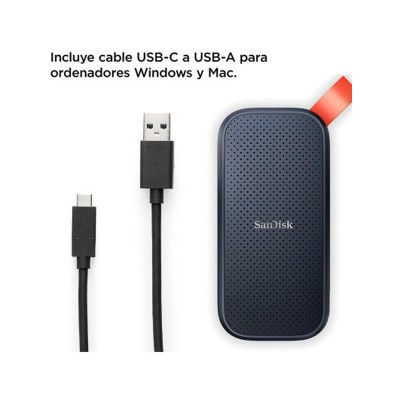 Sandisk 2TB portátil SSD USB 3.0 5000 RPM 520 MB/s vista frente