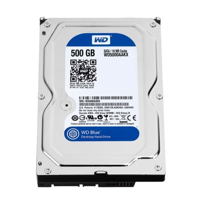 Disco duro 3,5'' WD interno hdd sata 500GB / 3,5 pulgadas / SDRAM / 7200 RPM / DC 12V vista frente