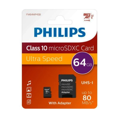 Tarjeta MicroSD Philips 64GB class10 / FAT 32