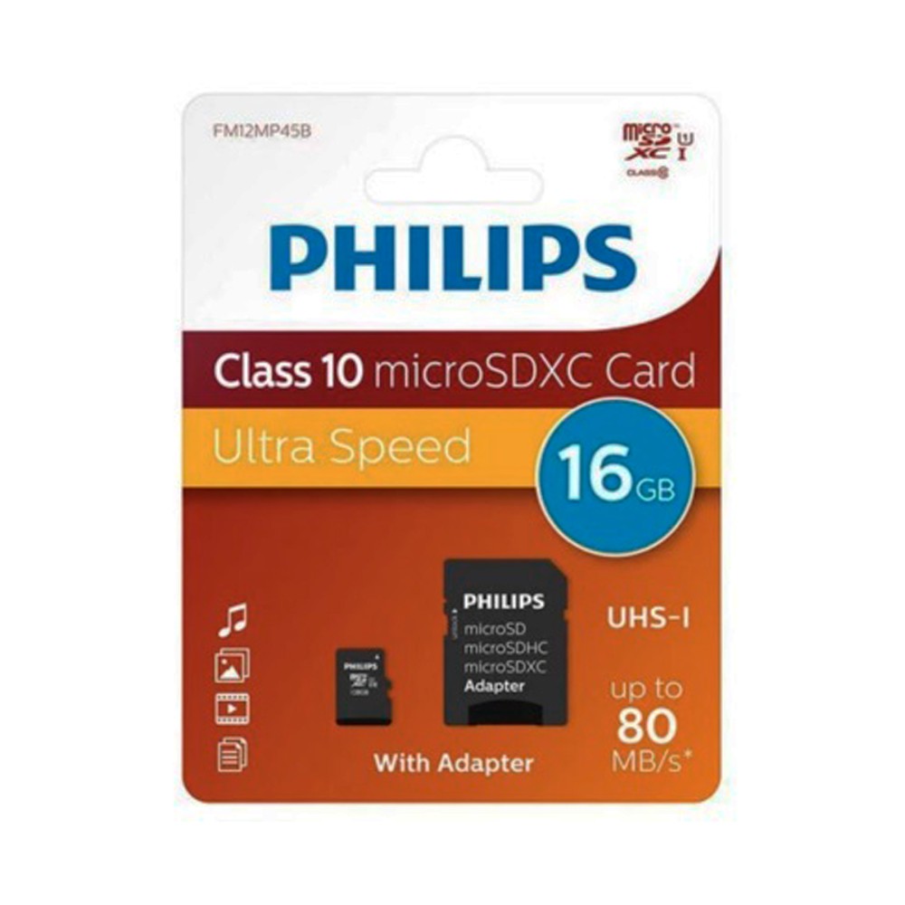 Tarjeta MicroSD Philips 16GB class10 / FAT 32