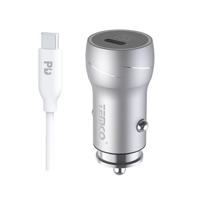 Cargador adaptador coche / cable tipo C a tipo C / 30W / carga rápida blanco