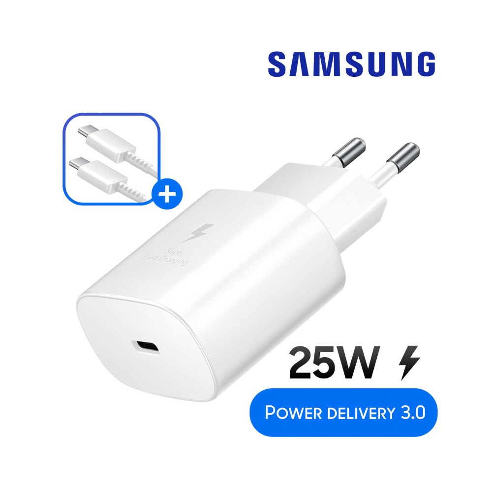 Pack cargador Samsung original completo / tipo C a tipo C / 3A 25W / carga super rapida
