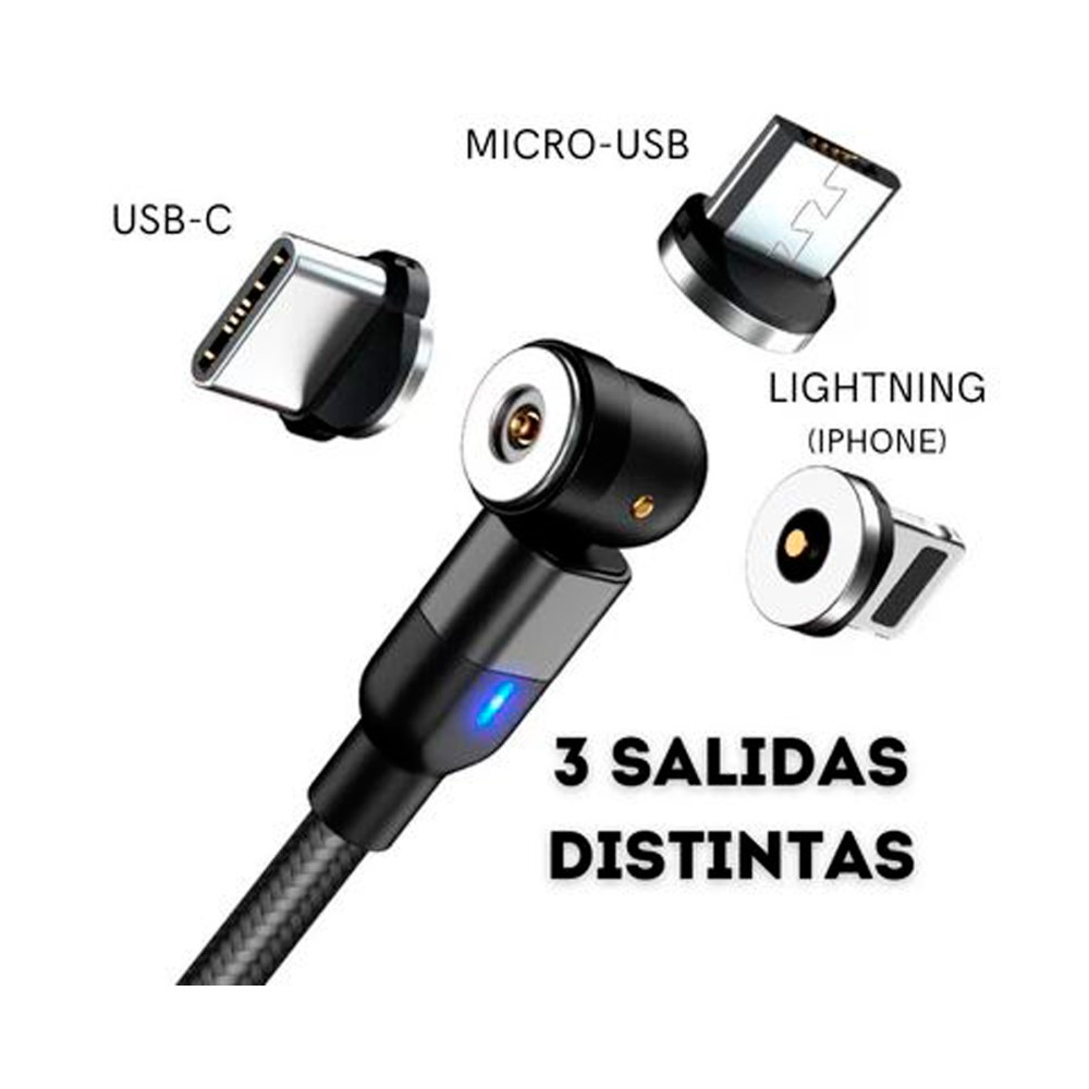 Cable USB magnetico 360° / tipo C / lightning / micro USB / cable naylon trenzado