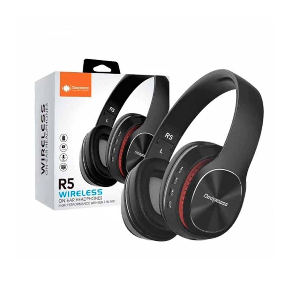 Auriculares diadema inalámbricos Deepbass r5 / 250 mAh / hasta 10 metros