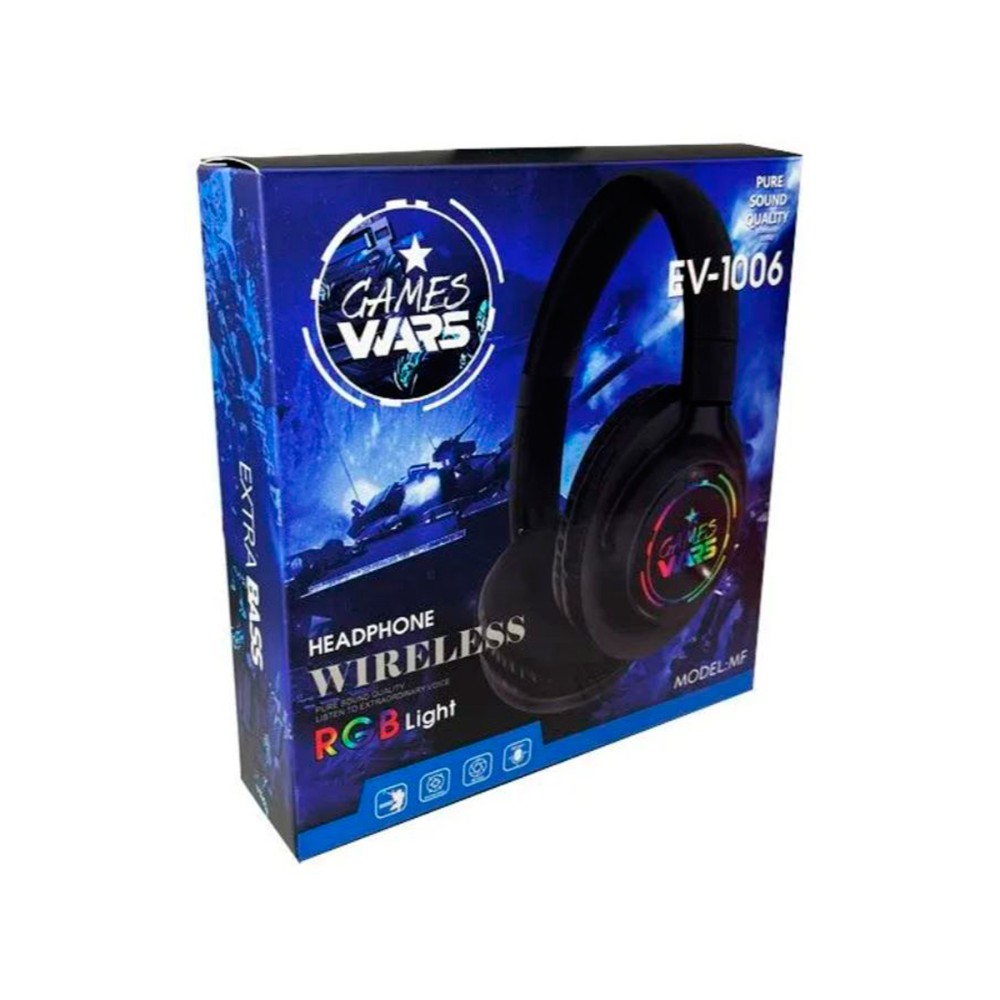 Cascos diadema gaming RGB / conexion bluetooth / canexion jack 3.5mm / soporte microSD / control botonera