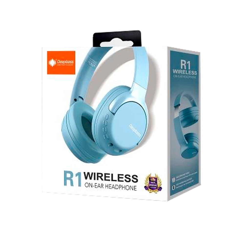 Cascos diadema deepbass R1 / wireless 5.1 / bluetooth / jack 3.5mm / almohadilla suave azul