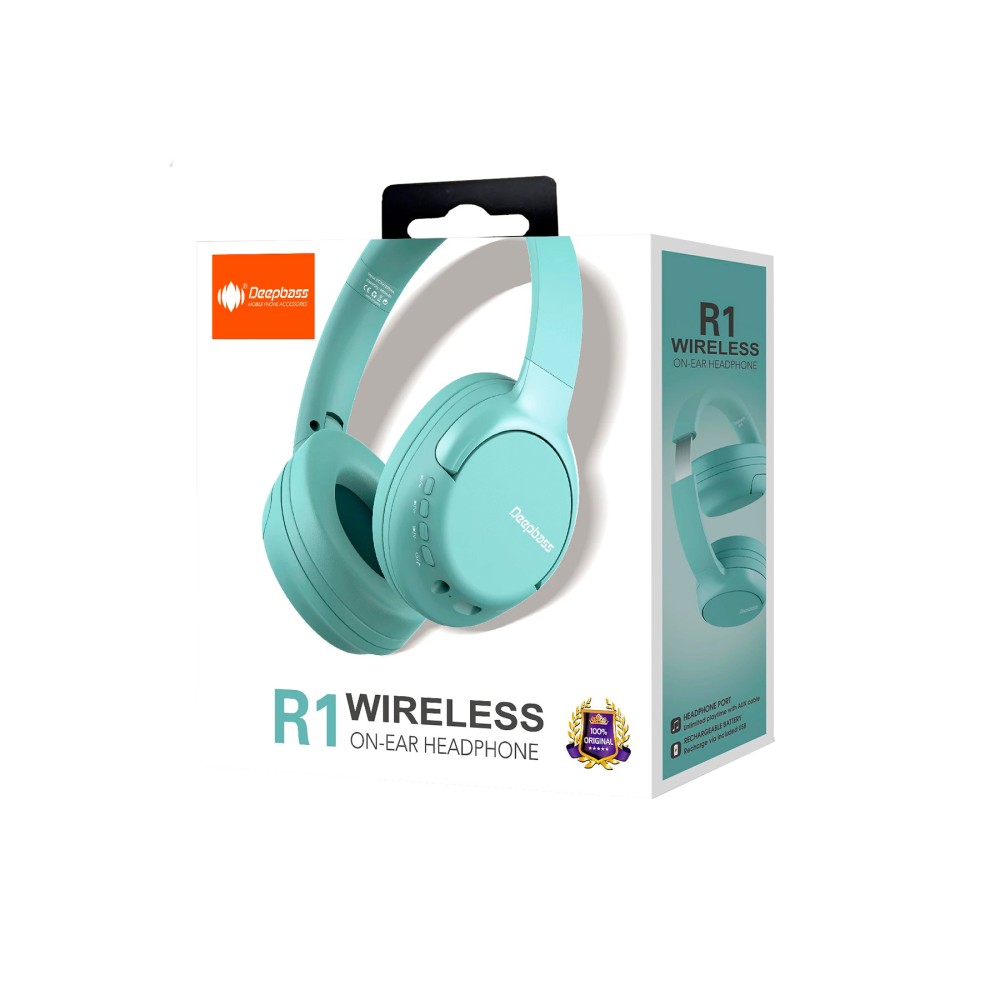 Cascos diadema deepbass R1 / wireless 5.1 / bluetooth / jack 3.5mm / almohadilla suave verde