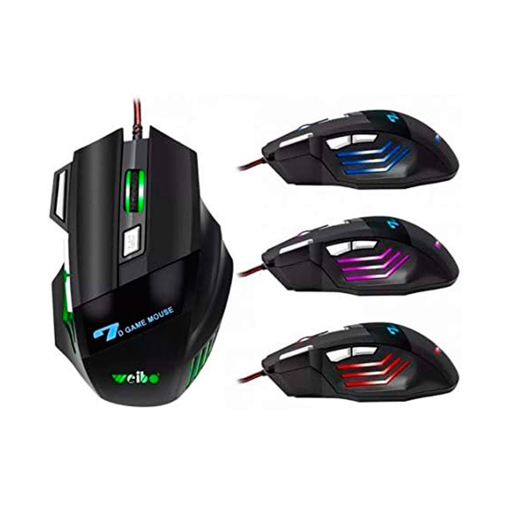 Raton gaming cable trenzado 1.8 metros / 3 niveles DPI 1600,2400,3200 / diseño ergonomico