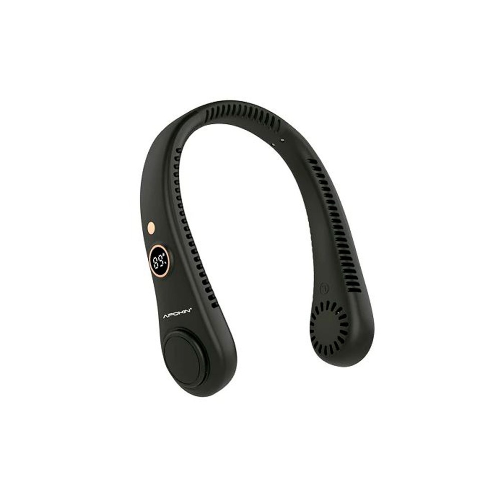 Ventilador abanico para cuello / pantalla LED indicadora / capacidad bateria 1500mAh negro