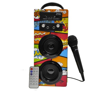 Altavoz joybox karaoke bluetooth comic vista desde frente con microfono