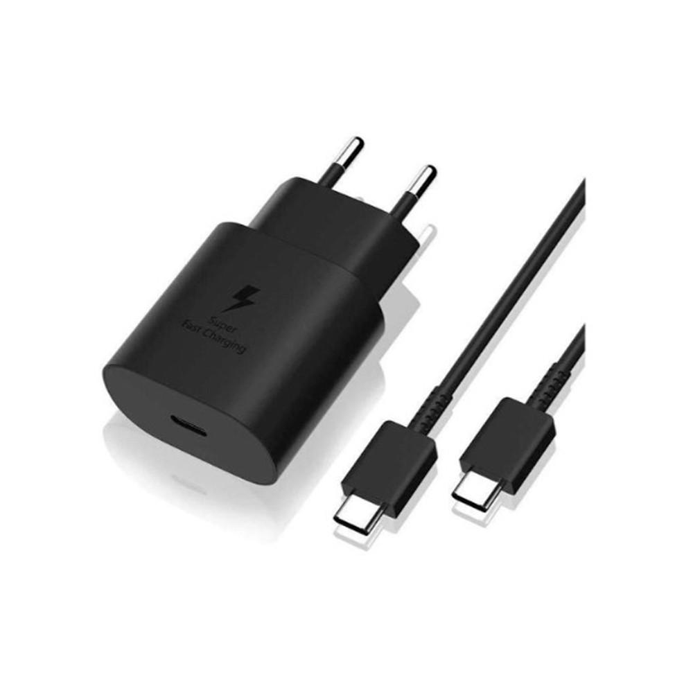 Pack cargador Samsung original completo / tipo C a tipo C / 3A 25W / carga super rapida color negro