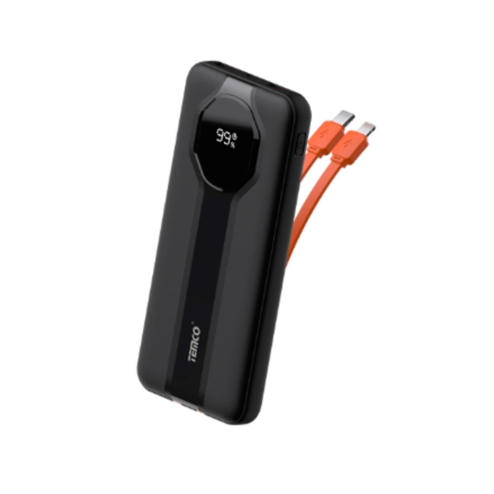 Bateria externa 10000 mAh cables de salida Tipo C y Lightning integrados / entradas USB1 USB2