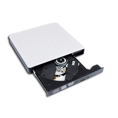 Lector grabador DVD RW CD externo portatil tipo C/USB / velocidad grabacion maxima 8x blanco