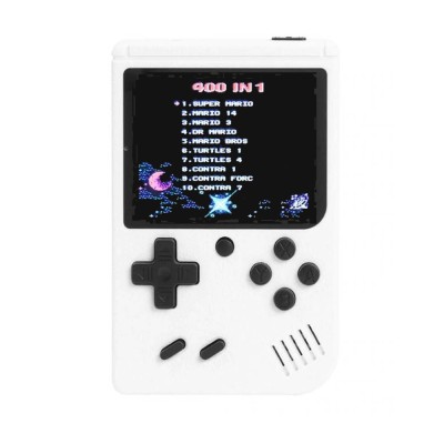 Consola super game box 400 juegos color blanco vista desde frente Consola super game box 400 juegos color blanco vista desde frente