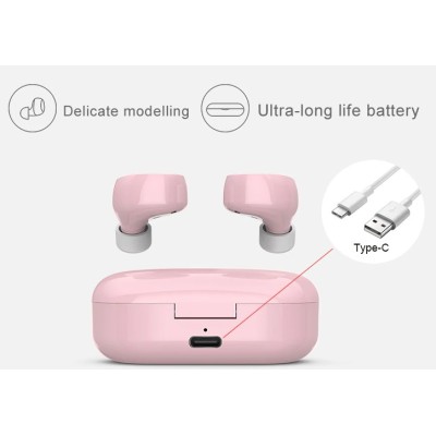 MINI AURICULARES BLUETOOTH TW60 ROSA