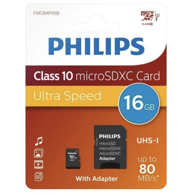 TARJETA MICROSD PHILIPS 16GB CLASS10