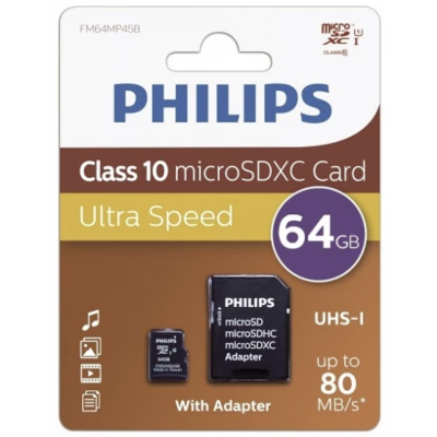 TARJETA MICROSD PHILIPS 64GB CLASS10