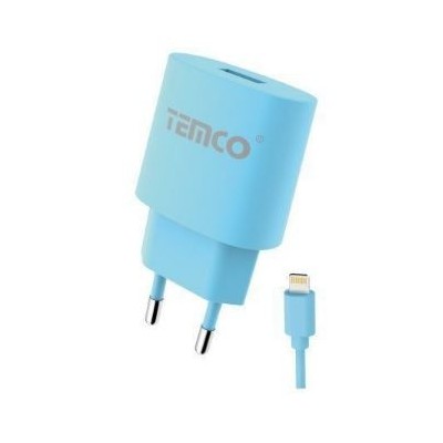 Pack cargador 2.1A + lightning 2A / varios colores / 1 metro azul