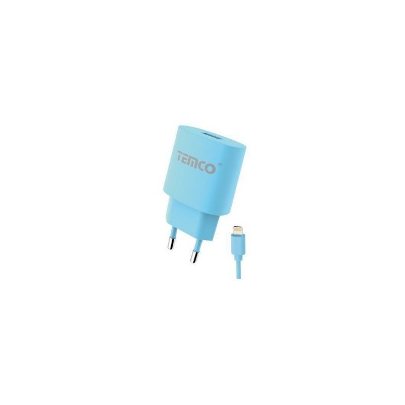 Pack cargador 2.1A + lightning 2A / varios colores / 1 metro azul