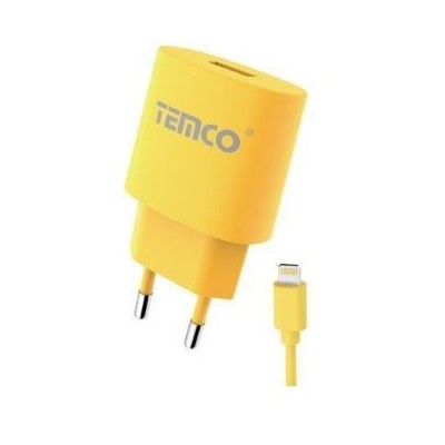Pack cargador 2.1A + lightning 2A / varios colores / 1 metro amarillo