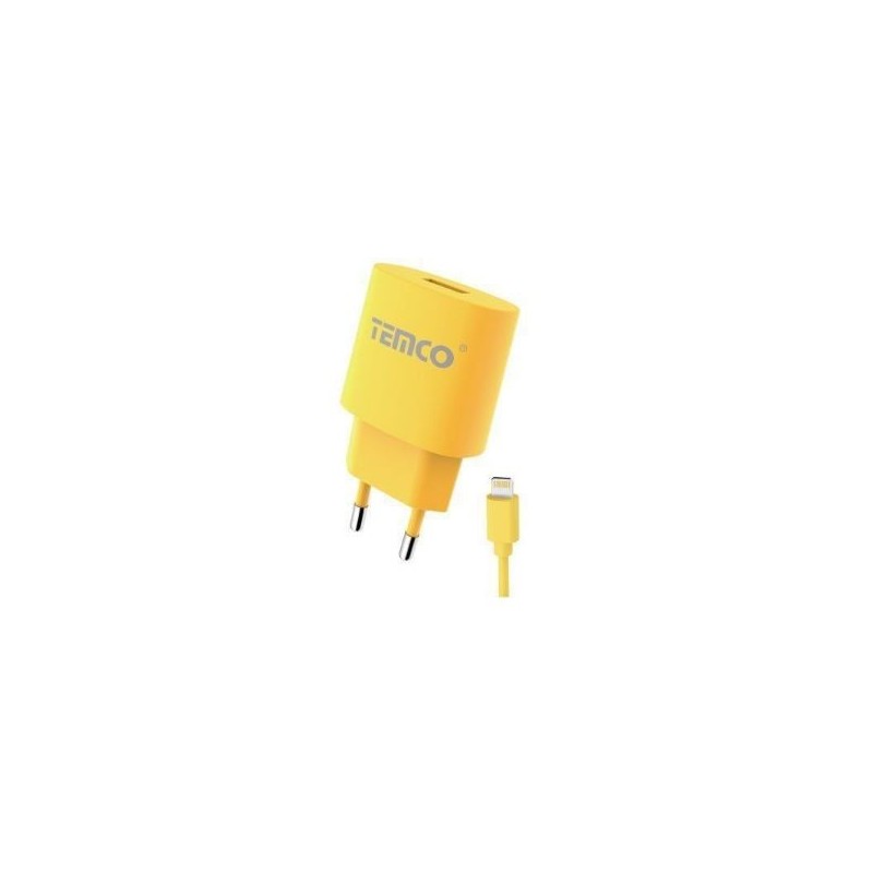 Pack cargador 2.1A + lightning 2A / varios colores / 1 metro amarillo