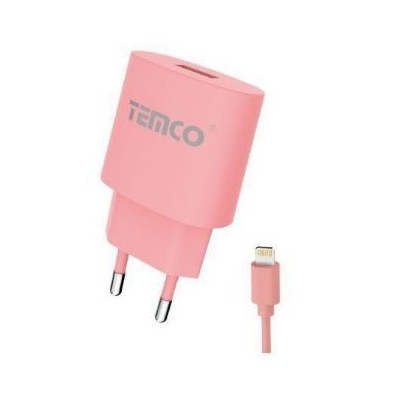 Pack cargador 2.1A + lightning 2A / varios colores / 1 metro rosa