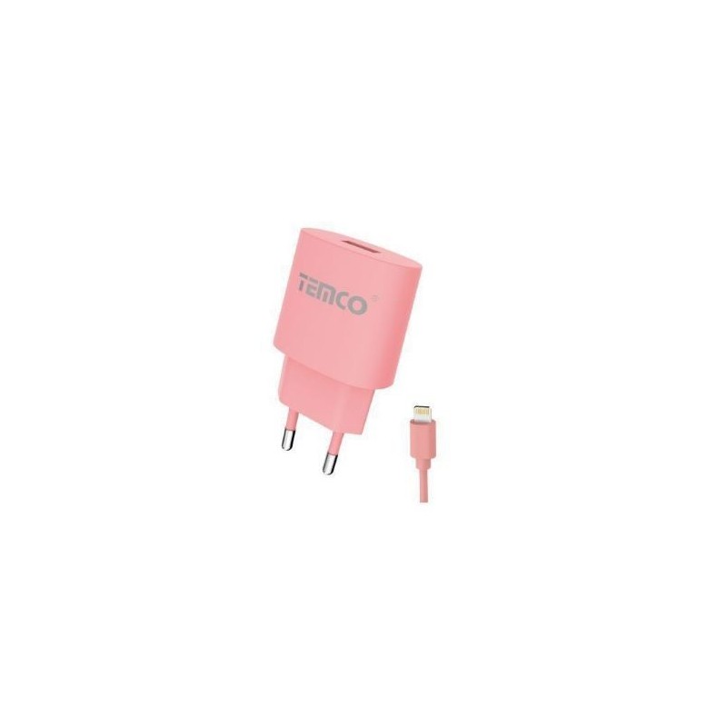 Pack cargador 2.1A + lightning 2A / varios colores / 1 metro rosa