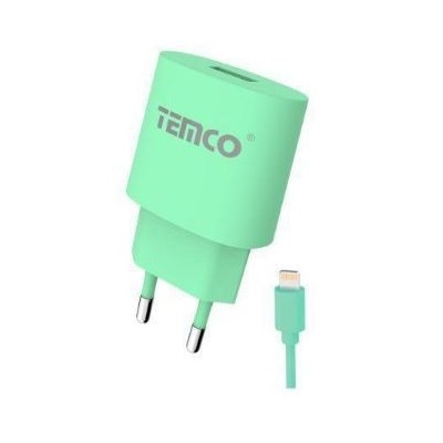 Pack cargador 2.1A + lightning 2A / varios colores / 1 metro verde