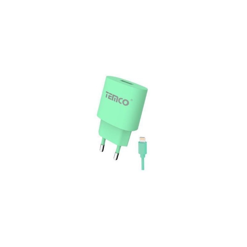Pack cargador 2.1A + lightning 2A / varios colores / 1 metro verde