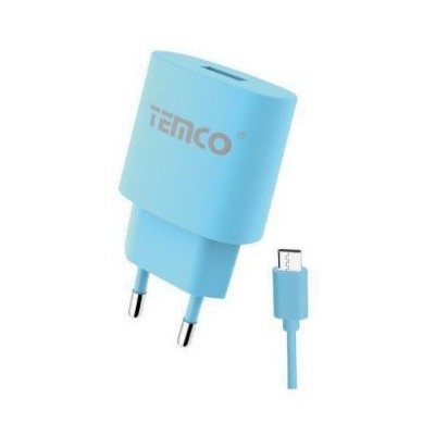Pack cargador 2.1A + micro USB 2A / varios colores / 1 metro azul
