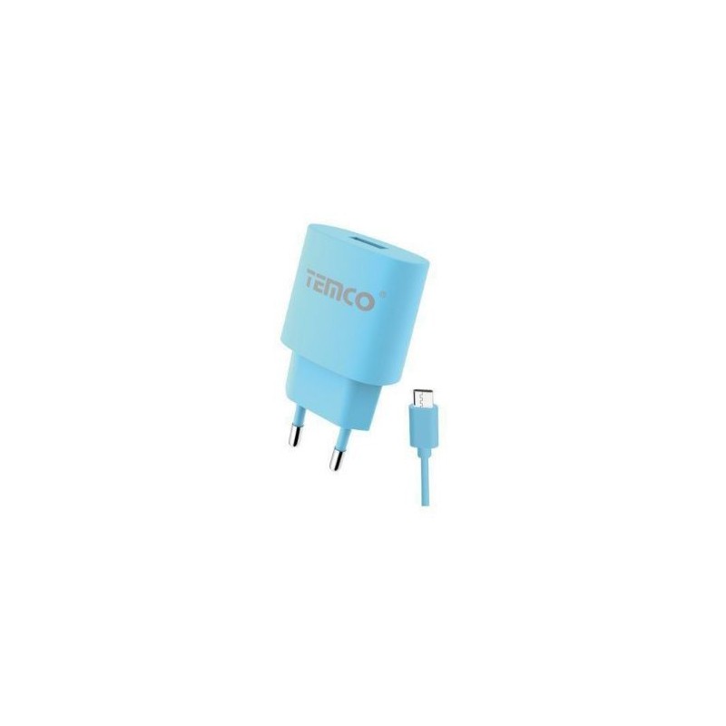 Pack cargador 2.1A + micro USB 2A / varios colores / 1 metro azul
