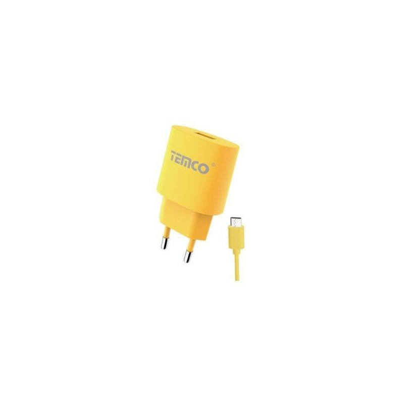 Pack cargador 2.1A + micro USB 2A / varios colores / 1 metro amarillo