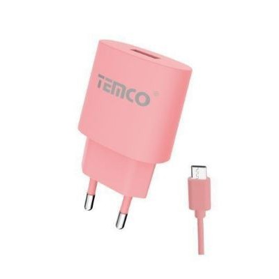 Pack cargador 2.1A + micro USB 2A / varios colores / 1 metro rosa