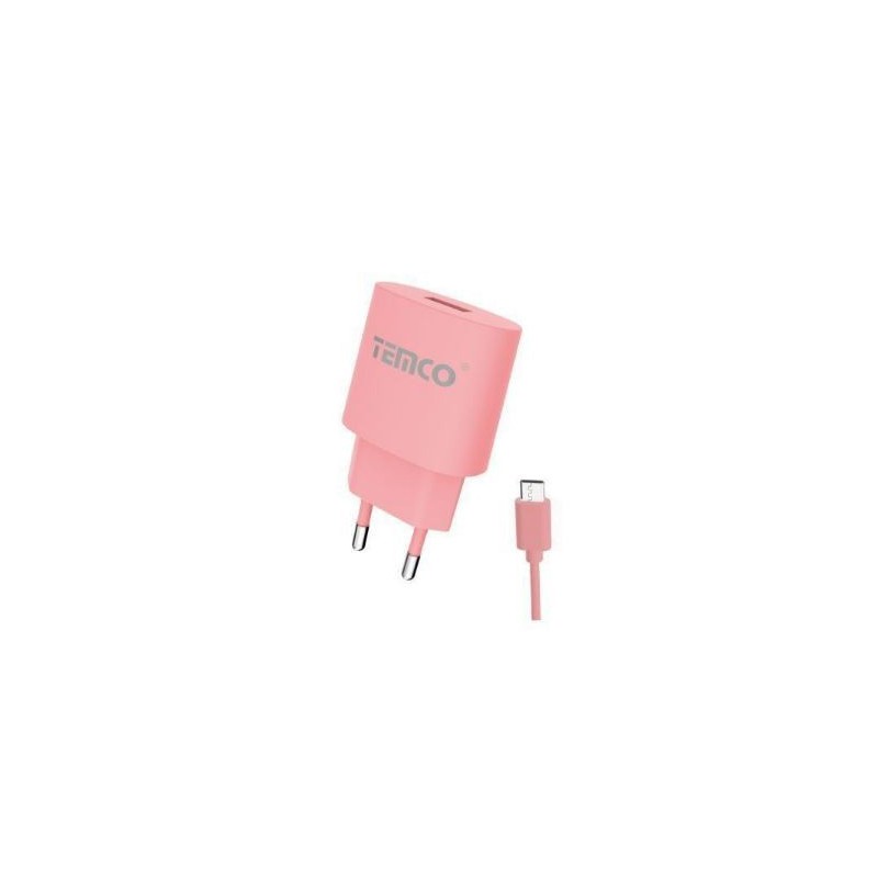 Pack cargador 2.1A + micro USB 2A / varios colores / 1 metro rosa
