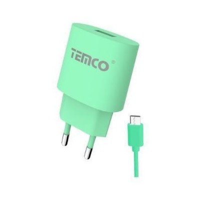 Pack cargador 2.1A + micro USB 2A / varios colores / 1 metro verde