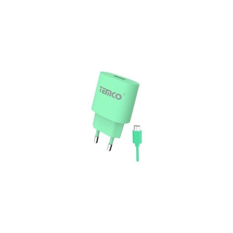 Pack cargador 2.1A + micro USB 2A / varios colores / 1 metro verde