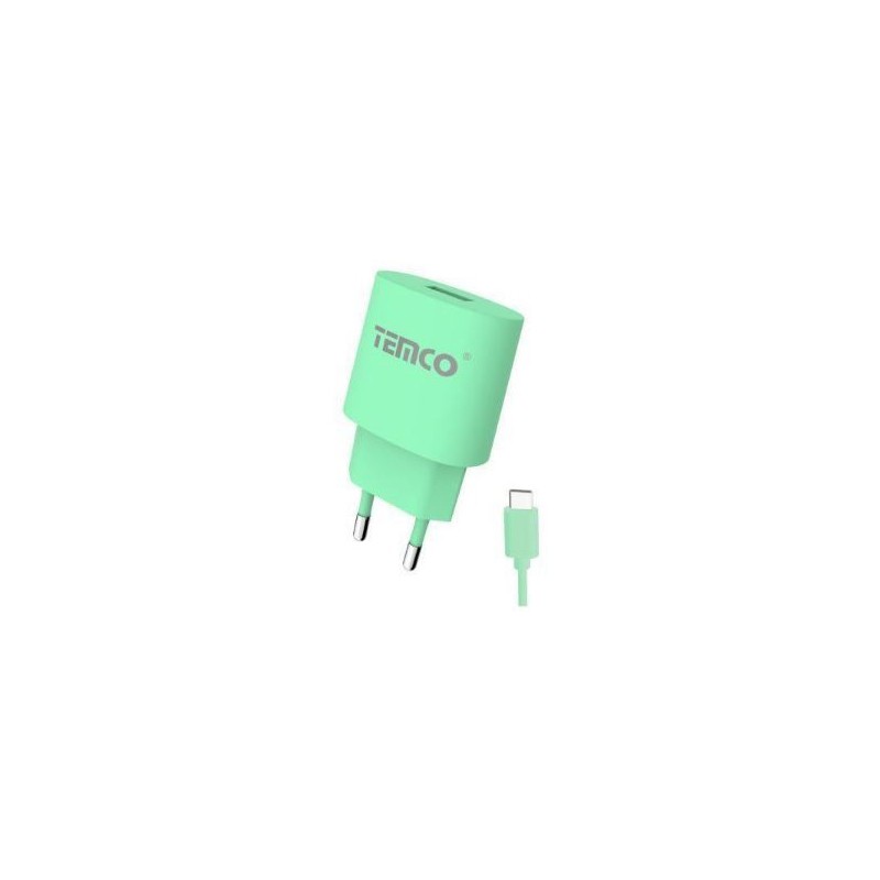 Pack cargador 2.1A + tipo C 2A / varios colores / 1 metro verde