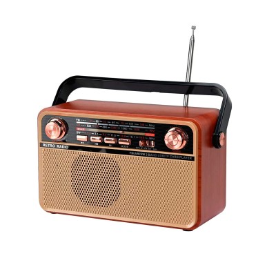 Radio retro vintage portátil / AM / FM / SW / bluetooth / USB / AUX frente