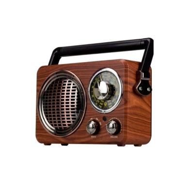 Radio vintage retro portátil / Bluetooth / AUX / TF / USB / 3 bandas FM/AM/SW madera frente