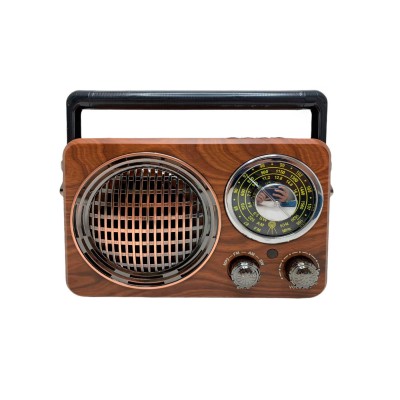 Radio vintage retro portátil / Bluetooth / AUX / TF / USB / 3 bandas FM/AM/SW madera frente