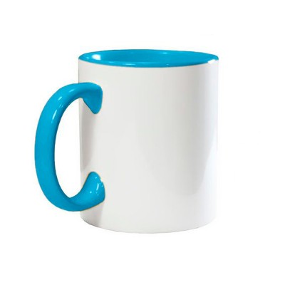 Taza personalización asa e interior colores / tu diseño, tu historia, tu recuerdo azul