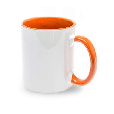 Taza personalización asa e interior colores / tu diseño, tu historia, tu recuerdo naranja